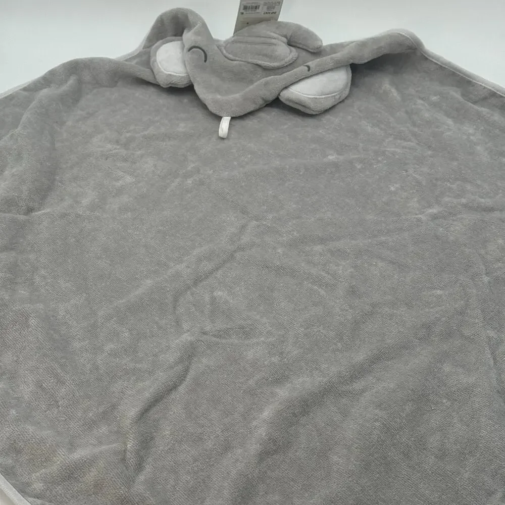 Cloud Island Baby‎ Hooded Towel Gray Elephant 30x30 Cotton Terry Bath Wrap NEW